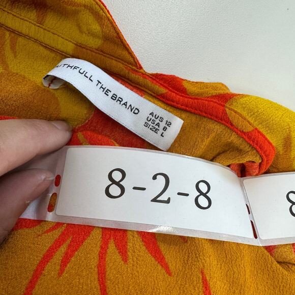 Faithful The Brand Dress Womens 8 Orange Odette Floral Print Mini - Picture 6 of 12